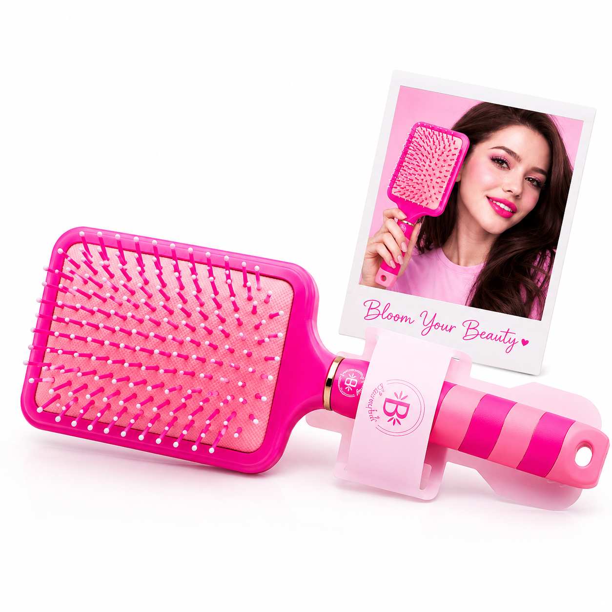 CEPILLO PINK CUADRADO - DESENREDANTE Y ANTIFRIZZ - BLOOMSHELL